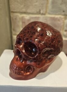 Dark Red Skull Art Sculpture